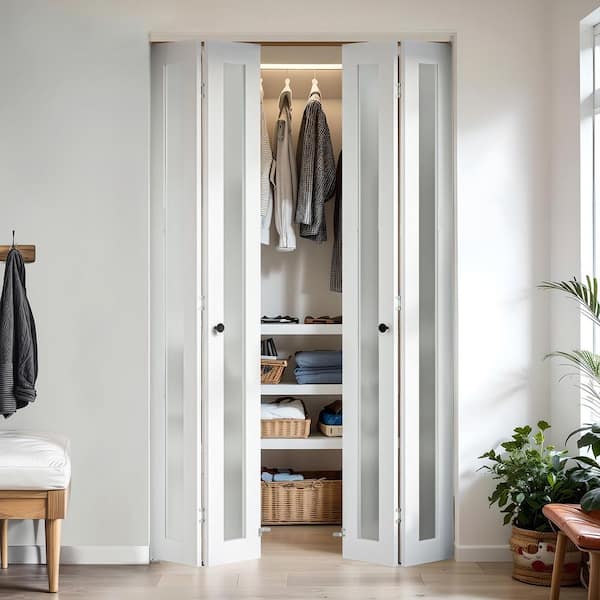 SOCBAZZAR 48 in. x 78 in. (Double 24 in. ) 1-Lite Frosted Glass