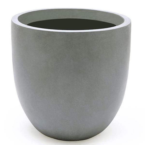 9.2 in. H Round Tapered Light Gray MgO Composite Planter Pot