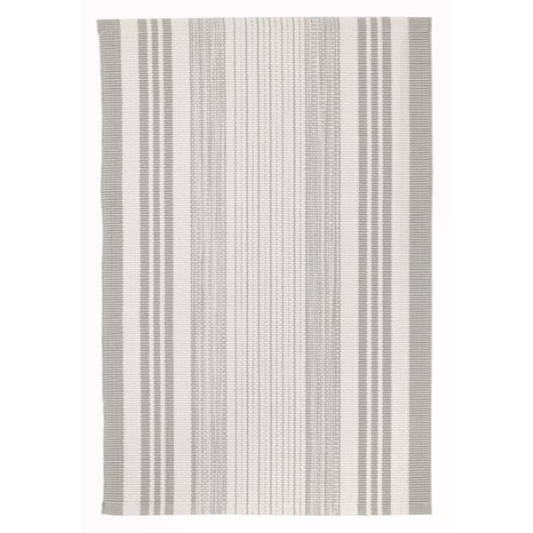 Quincy Stripe Handwoven Platinum 10 ft. x 14 ft. Outdoor Area Rug