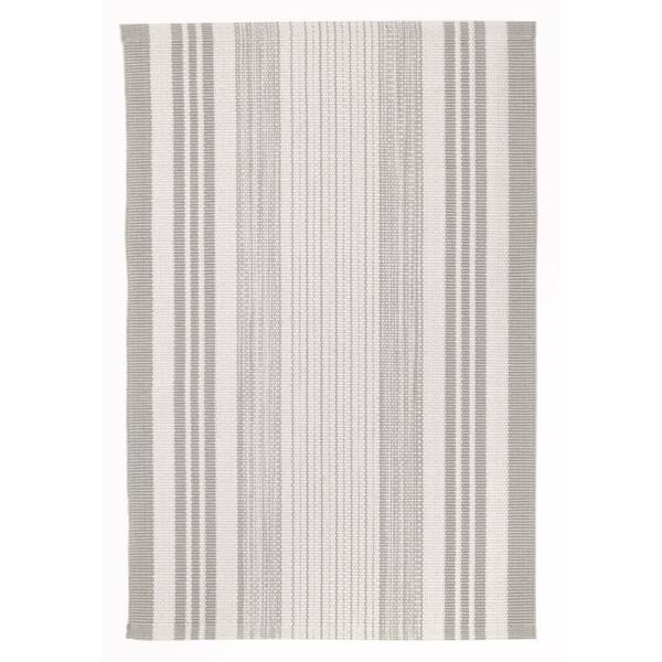 Quincy Stripe Handwoven Platinum 8 ft. x 10 ft. Outdoor Area Rug