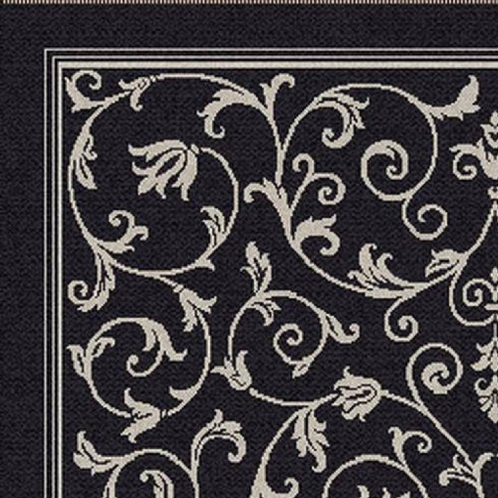Black and Sand Synthetic Square Indoor/Outdoor Area Rug