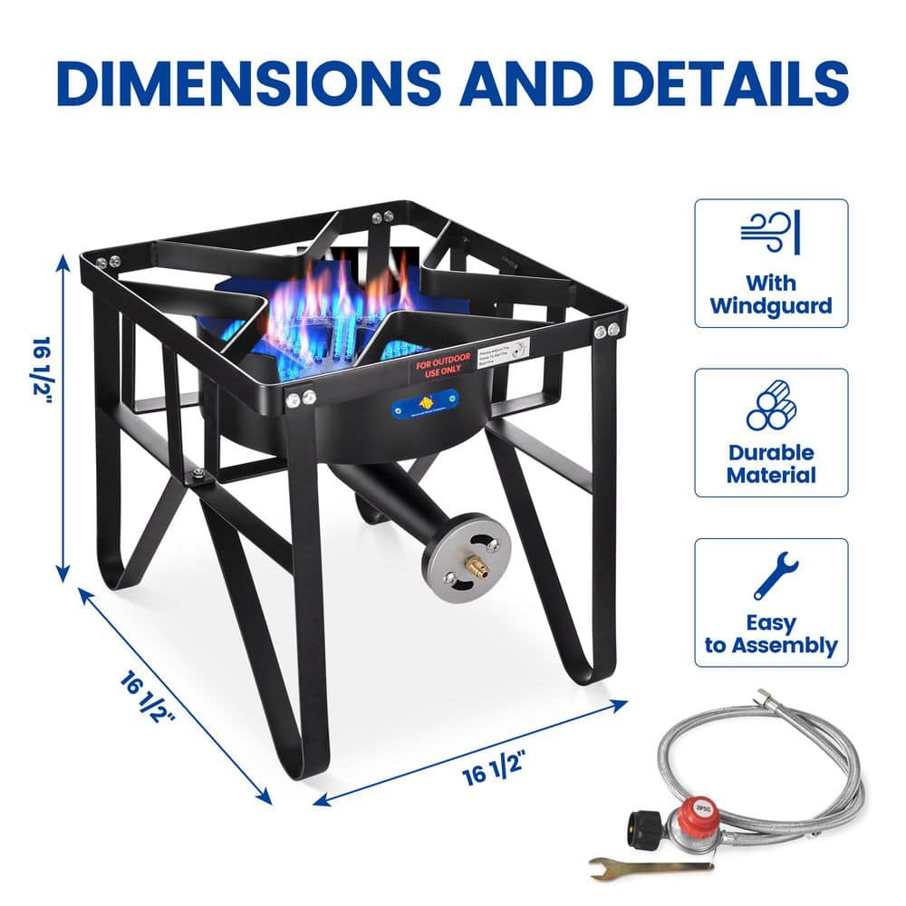 Heavy Duty Black Cast Iron Single Burner Propane Outdoor Stove