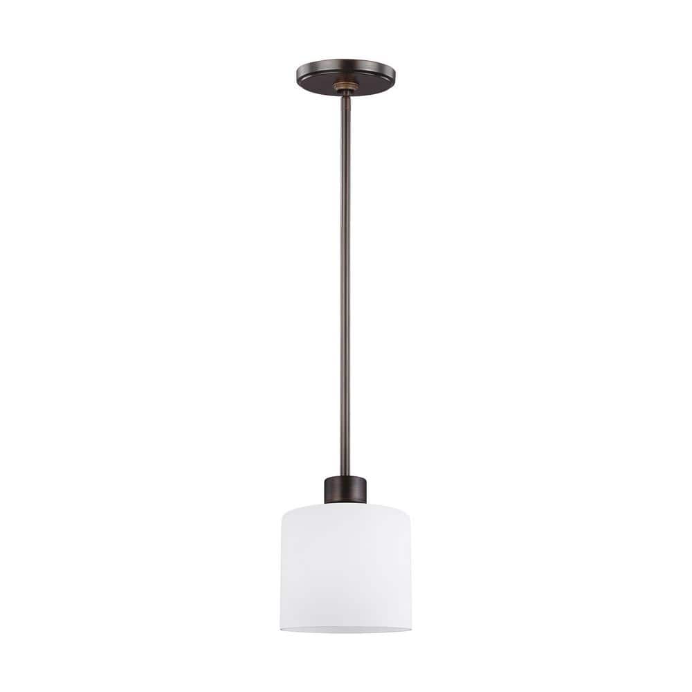 Mini Brushed Nickel LED Pendant Light with Etched Glass