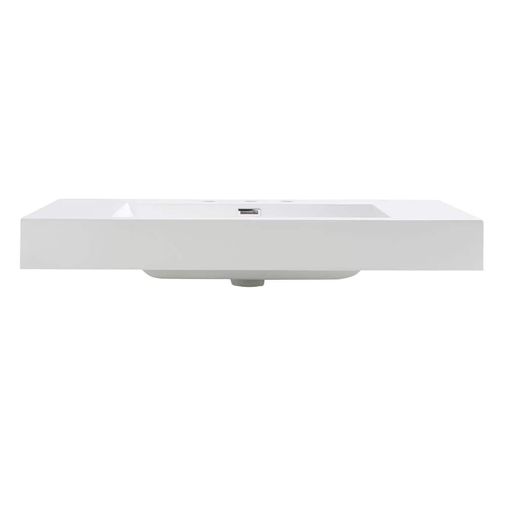 Vista Modern White Acrylic Rectangular Integrated Sink