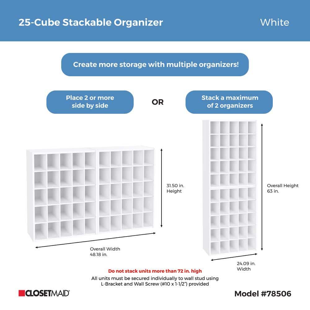 White Stackable 25-Compartment Shoe Organizer