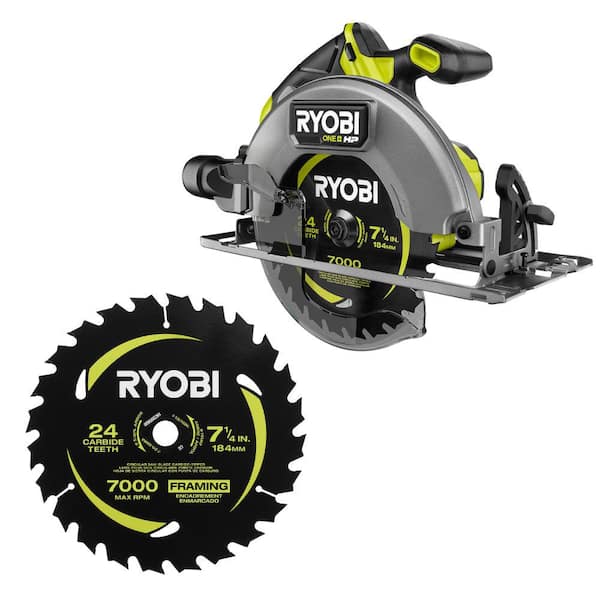 RYOBI ONE+ HP 18V Brushless Cordless 7-1/4 in. Circular Saw (Tool Only) with Carbide Thin Kerf Circular Saw Blade (1-Piece)