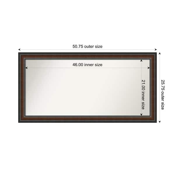 Amanti Art Cyprus Walnut 50.75 in. x 25.75 in. Custom Non-Beveled Wood Framed Bathroom Vantiy Wall Mirror