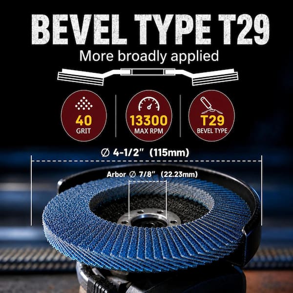4-1/2 in. x 7/8 in. Zirconia Flap Discs 40 Grit with Type 29 design for Angle Grinder (10-Pack)