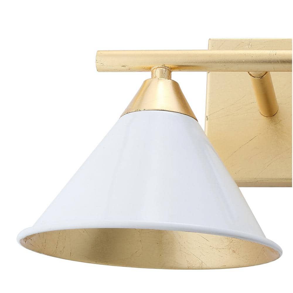 Yvette 16'' White and Gold Metal Vanity Sconce