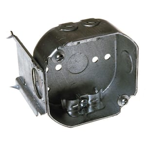 4 in. W x 1-1/2 in. D Galv. Steel Gray Drawn Octagon Box with Three 1/2 in. KO's and NMSC Clamps, J-Bracket, 1-Pack