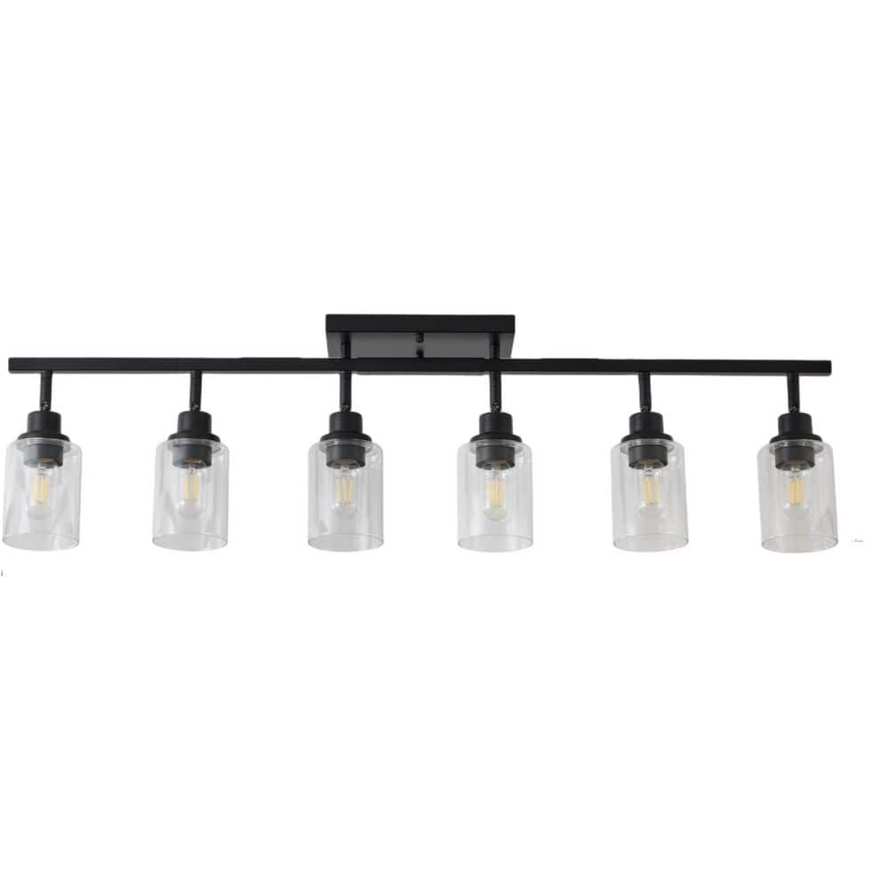 6-Light Track Lighting Kit, Black Track Lighting Fixtures, Rotatable Spotlight with Clear Glass Shade for Shop Hallway price history on PriceWatchPro