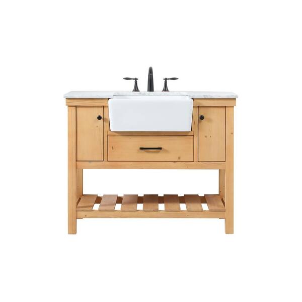 Timeless Home 42 In W X 22 D 34 13 H Single Bathroom Vanity Side Cabinet Natural Wood With Marble Top Th120242nw Single Bathroom Vanity Side Cabinet, 42 Bathroom Vanity Farmhouse Sink
