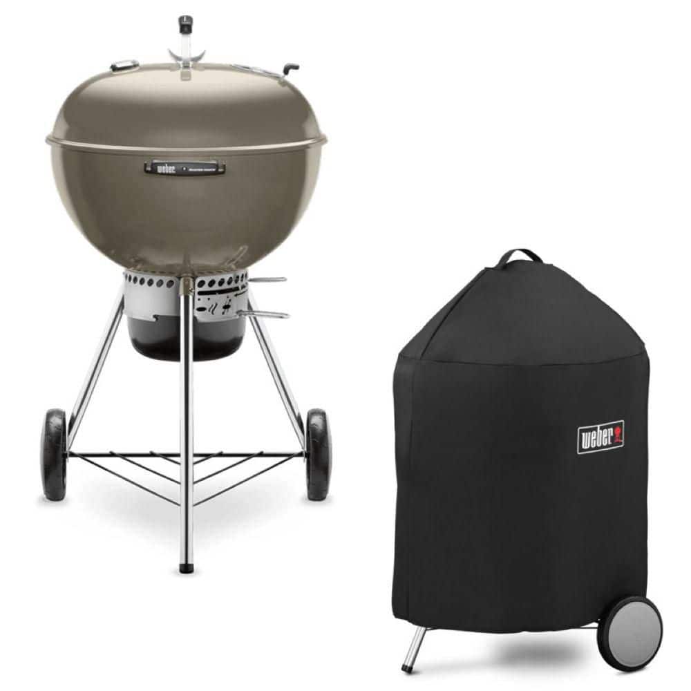 Master-Touch 22 in. Charcoal Grill in Smoke with Built-In Thermometer with Grill Cover