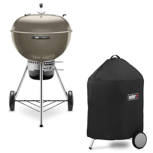 Master-Touch 22 in. Charcoal Grill in Smoke with Built-In Thermometer with Grill Cover