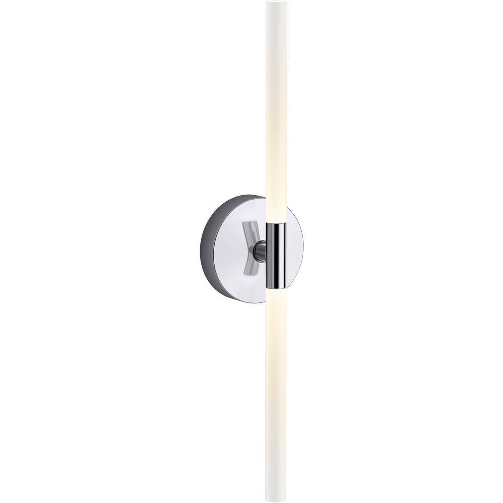 Polished Nickel 24" LED Bubble Glass Sconce, Dimmable and Damp Rated