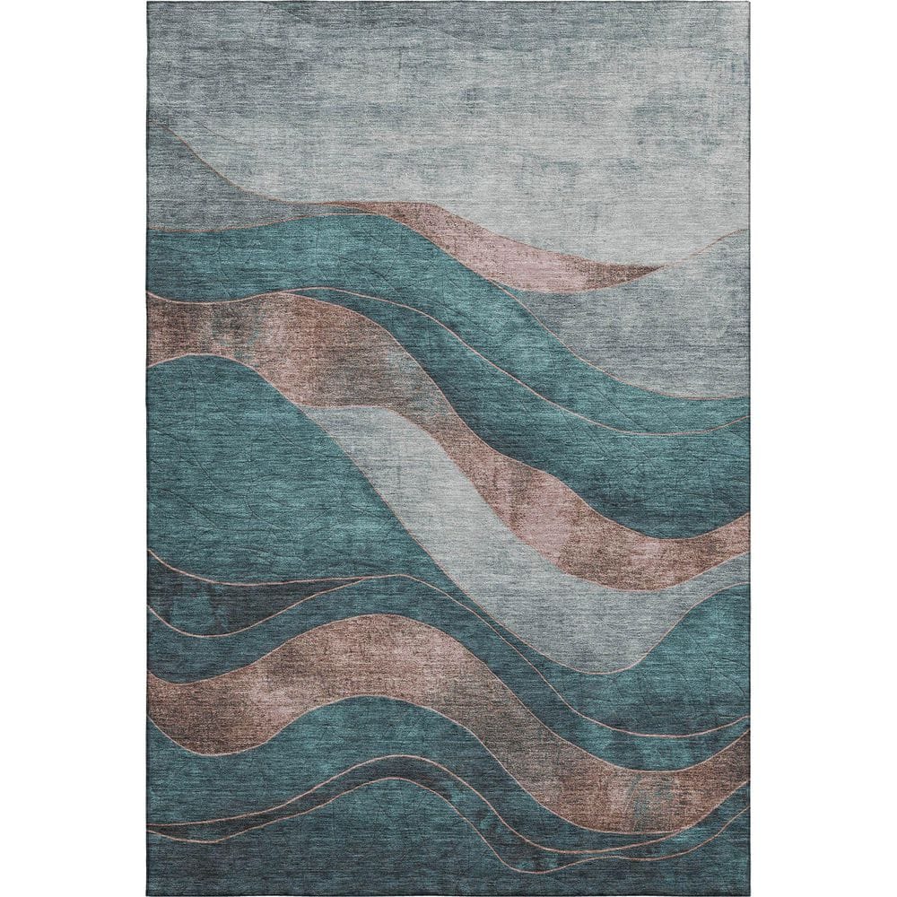 Mayfield Premium Machine Washable Abstract AMF1892 Teal 9 ft. x 12 ft. Area Rug price history on PriceWatchPro