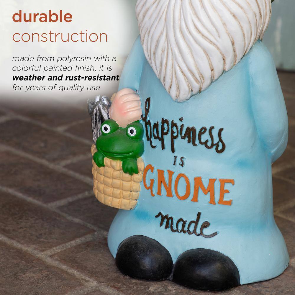 24" Multicolor Polyresin Garden Gnome with Frog Basket