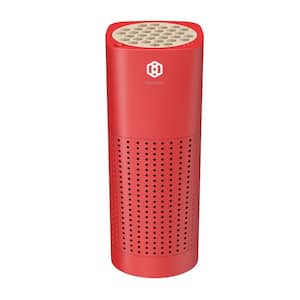 MPico Red H13 True HEPA 4-Stage Filtration Mini Portable Air Purifier with Cypress Wood Filter for Car, Desk, Office