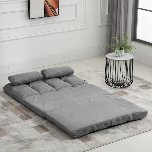 HomCom 40.25" Suede Floor Sofa Bed Position Adjustable Backrest 833-933V80GY - The Home Depot