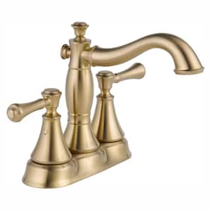 Cassidy 4 in. Centerset 2-Handle Bathroom Faucet with Metal Drain Assembly in Champagne Bronze