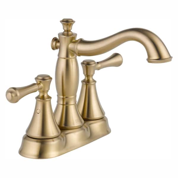 Delta Cassidy 4 in. Centerset 2-Handle Bathroom Faucet with Metal Drain Assembly in Champagne Bronze