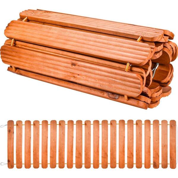 Oyezvary 8 ft. Cedar Wood Garden Pathway Weather-Resistant Roll Out Walkway Extra Wide Design Outdoor Use