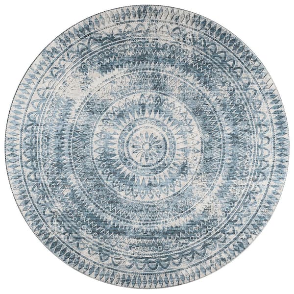 Addison Rugs Modena Indigo 8 ft. x 8 ft. Round Medallion Area Rug
