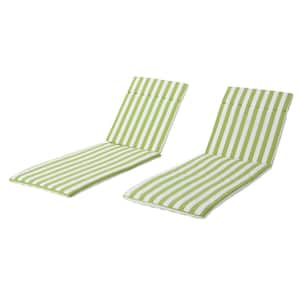 Miller 27.50 in. x 31 in. Green and White Stripe Outdoor Chaise Lounge Cushion (2-Pack)