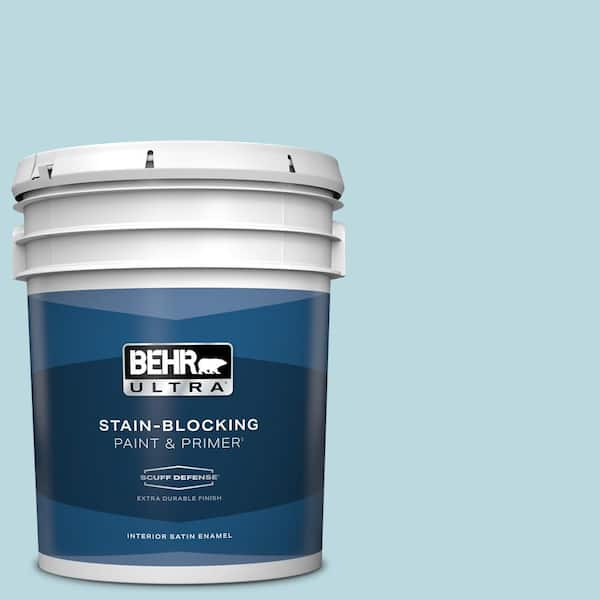 BEHR ULTRA 5 gal. #S460-1 Air Blue Extra Durable Satin Enamel Interior Paint & Primer