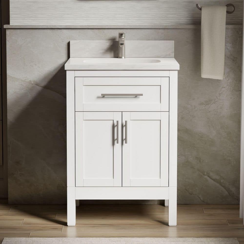 KOHLER Hadron 24 in. Single Sink Freestanding White Bath Vanity