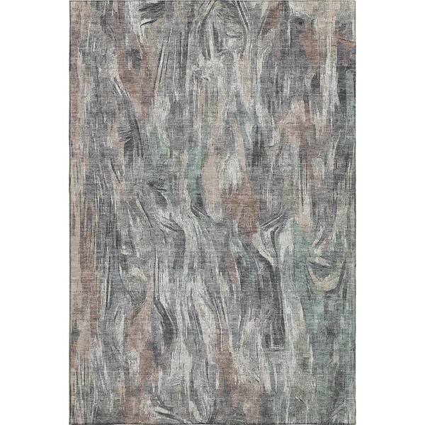 Mayfield Premium Machine Washable Abstract AMF2269 Gray 5 ft. x 7 ft. 6 in. Area Rug