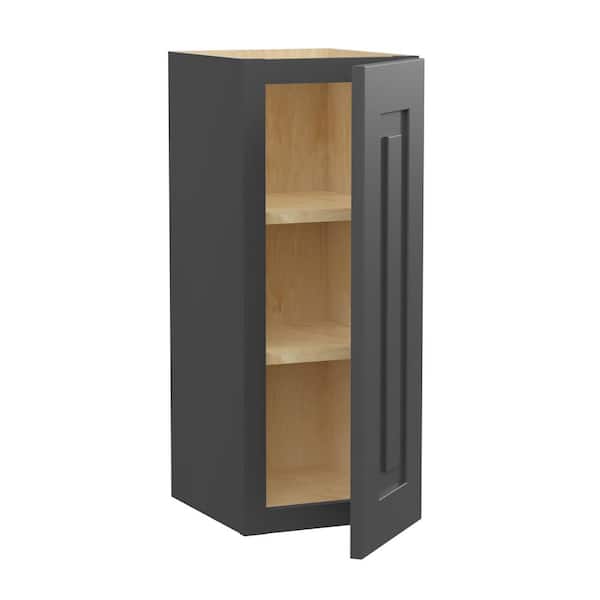 Home Decorators Collection Grayson 12 in. W x 12 in. D x 30 in. H Assembled Plywood Wall Kitchen Cabinet in Deep Onyx with Soft Close