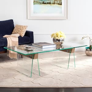 52 in. Gray/Glass Coffee Table with Storage