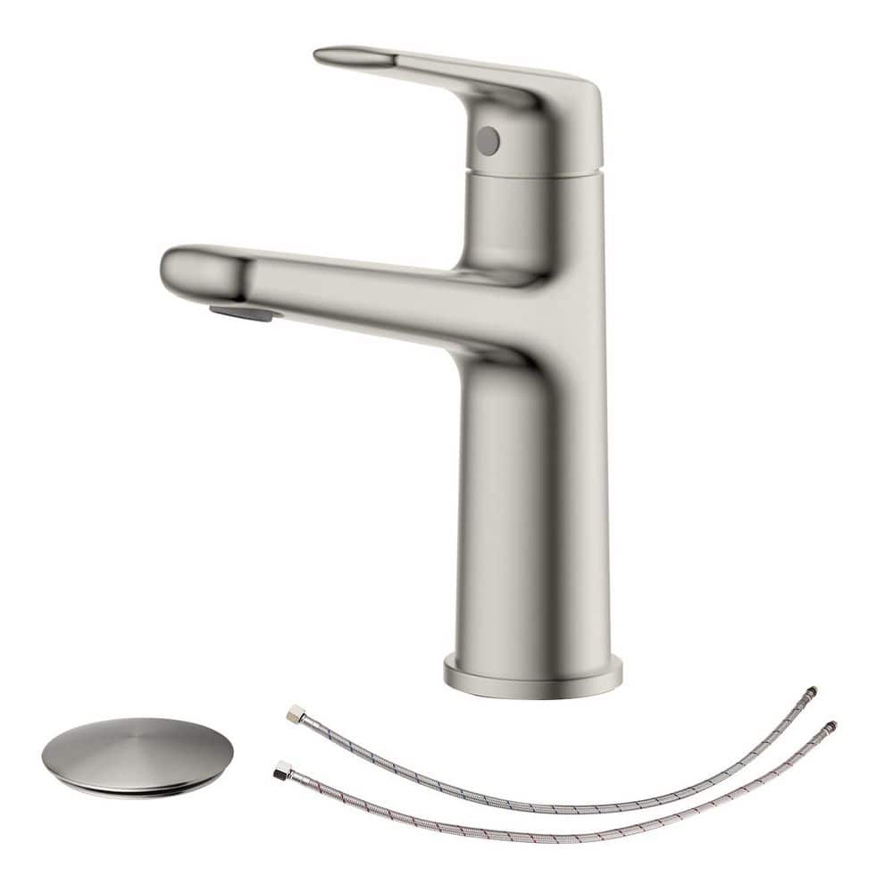7.76 in. H Single Handle Single Hole Bathroom Faucet with Pop Up Drain in Brushed Nickel price history on PriceWatchPro