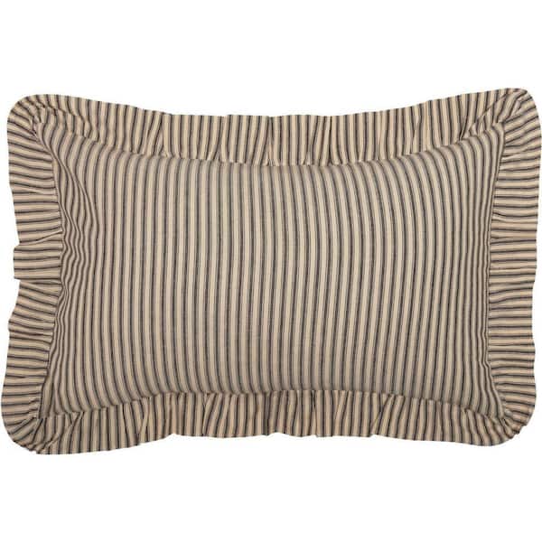 Sawyer Mill Charcoal Grey And Dark Creme Farmhouse Ticking Stripe 14 in. x 22 in. Throw Pillow