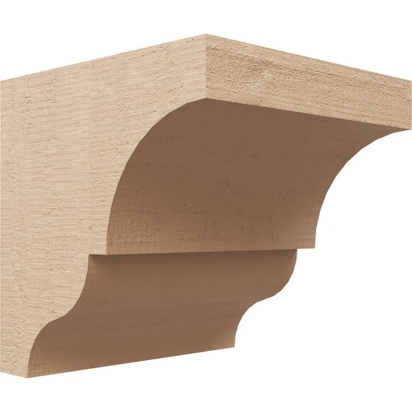 Ekena Millwork 7-in. x 7-in. x 7-in. Series 1 Wide Asheboro Rough Cedar Woodgrain Timberthane Polyurethane Corbel, Primed Tan