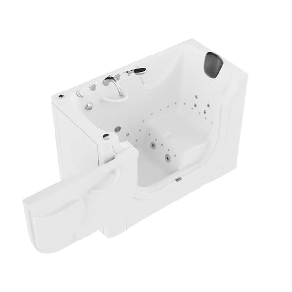 WTHDX Series 30 in. x 60 in. Left Drain Combination Jetted Walk-in Bathtub in White with Powered Fast Drain