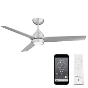 Mocha 54 in. Indoor/Outdoor Brushed Aluminum 3-Blade Smart Compatible Ceiling Fan with LED Light Kit and Remote Control