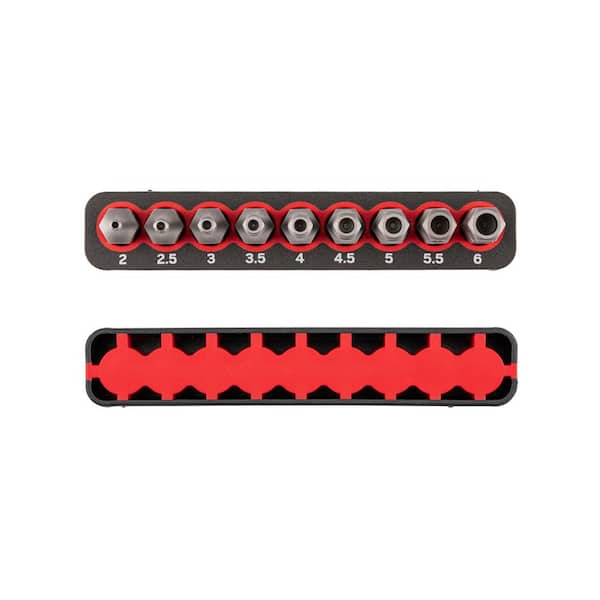 TEKTON 1/4 in. Metric Pin in Hex Security Bit Set with Rail (9