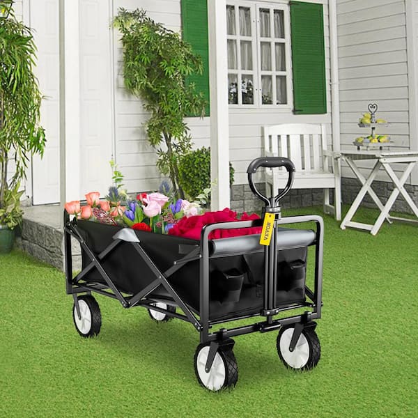 VEVOR 3.2 cu. ft. Wagon Cart 176 lbs. Load Steel Collapsible Folding Cart  Adjustable Handle Outdoor Utility Garden Cart, Black ZDHYBXSSTCHHSMZB9V0 -  The Home Depot