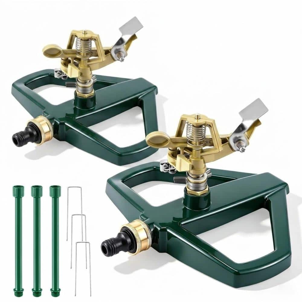 Impact Sprinkler for Yard Large Area, 360 Degree Brass Pulsating Sprinkler with 3 Stackable Extension Risers price history on PriceWatchPro