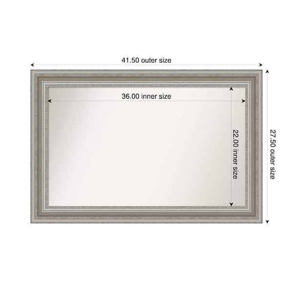 Amanti Art Parlor Silver 41.5 in. x 27.5 in. Custom Non-Beveled Recycled Polystyrene Framed Bathroom Vanity Wall Mirror