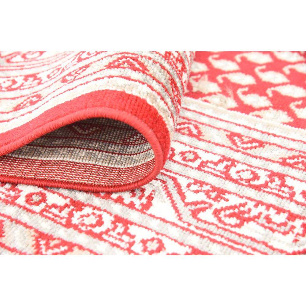 Vibrant Red Synthetic Easy-Care Rectangular Rug, 5' x 8'