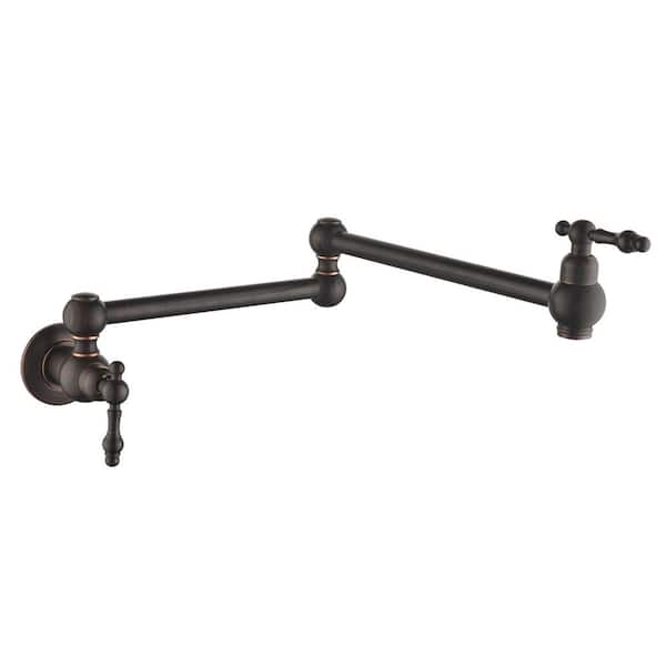 Double Handle Wall Mount Pot Filler in Oil Rubbed Bronze