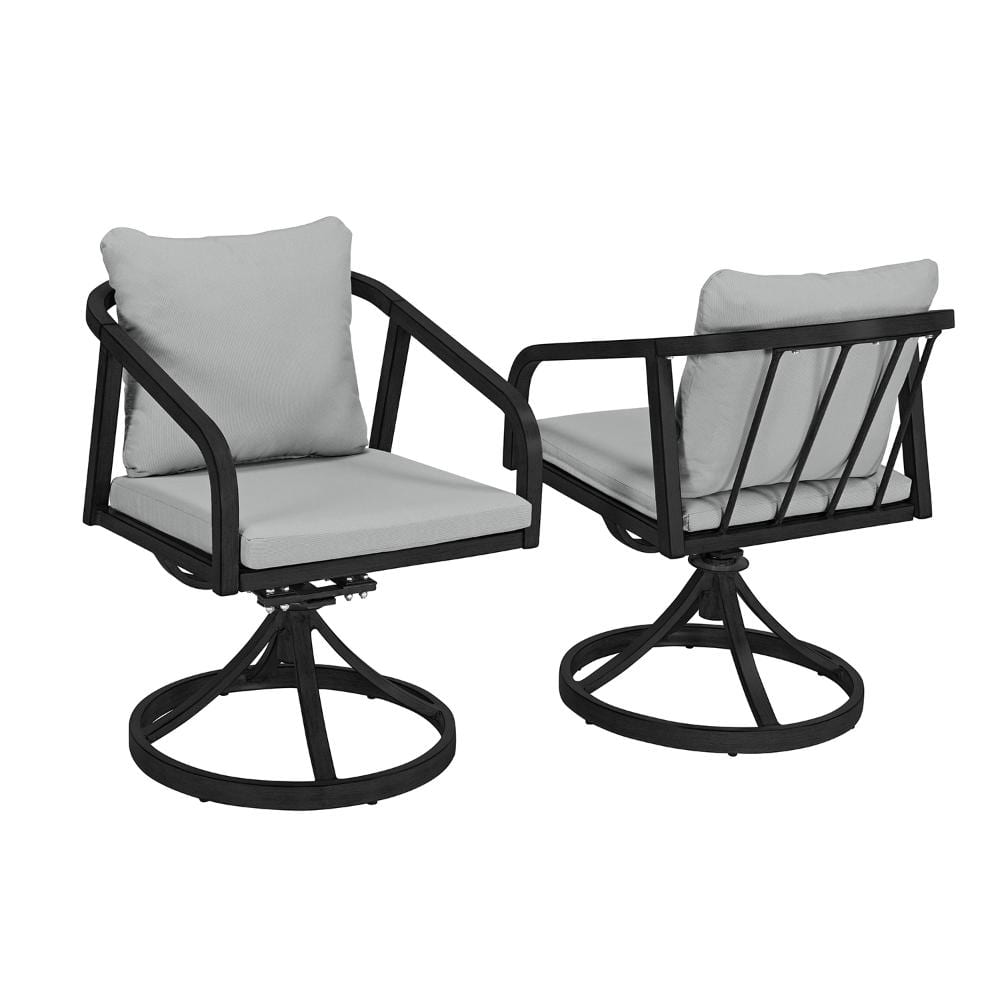 2-Piece Swivel Aluminum Patio Outdoor Dining Chairs with Gray CushionGuard Cushion, Black price history on PriceWatchPro