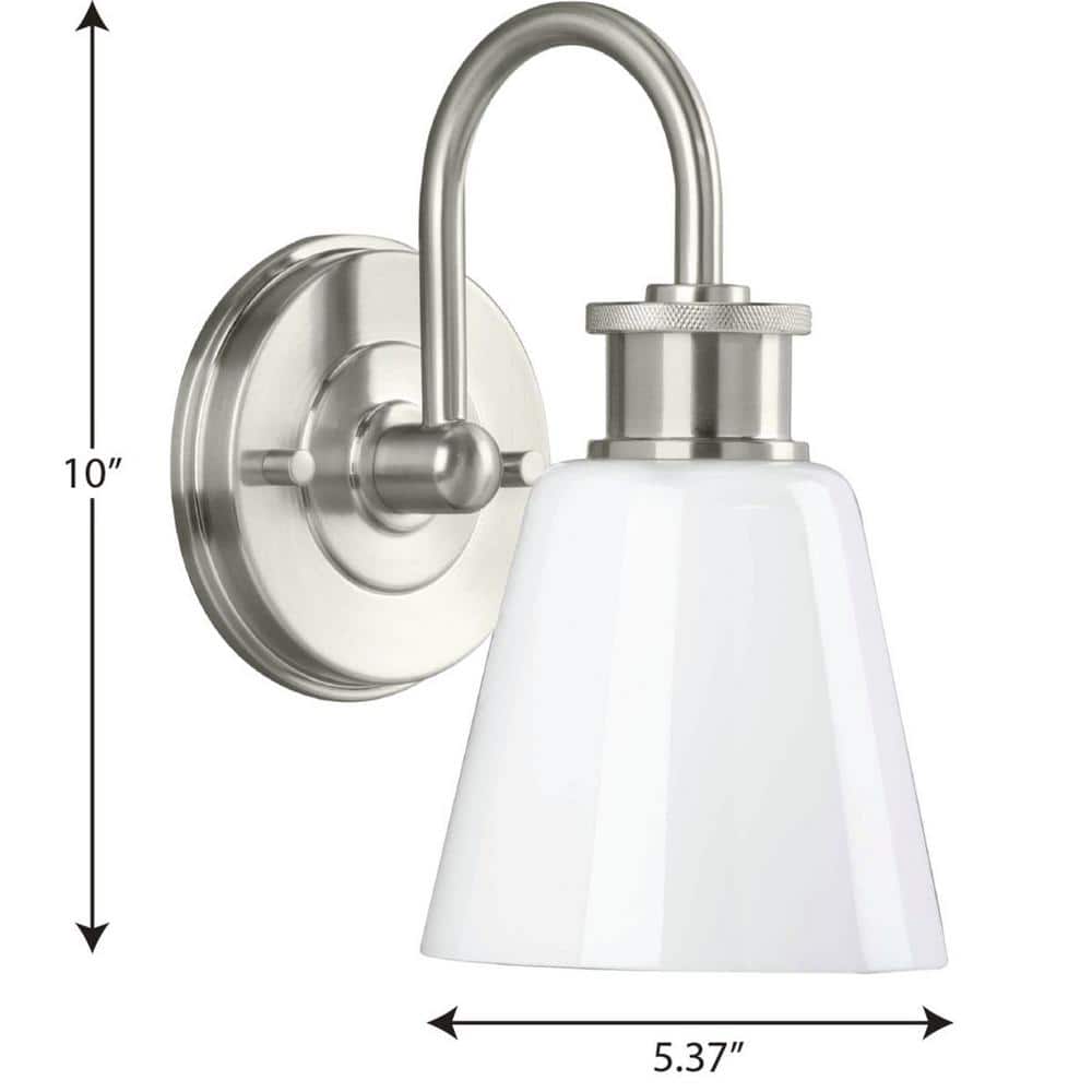Ashford Brushed Nickel Opal Glass Farmhouse Vanity Light