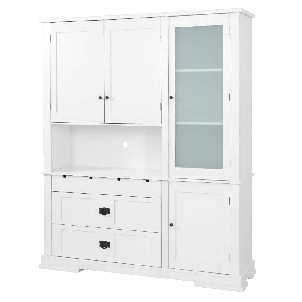 White 78.3 in. H Storage Cabinet with 3 Drawers, Door Shelf, 4 Adjustable Shelves