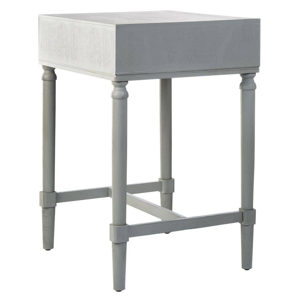 Distressed Gray Wood and Metal Accent Table with Storage
