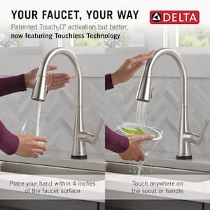 Greydon Touch2O with Touchless Technology Single-Handle Pull Down Sprayer Kitchen Faucet in Spotshield Stainless