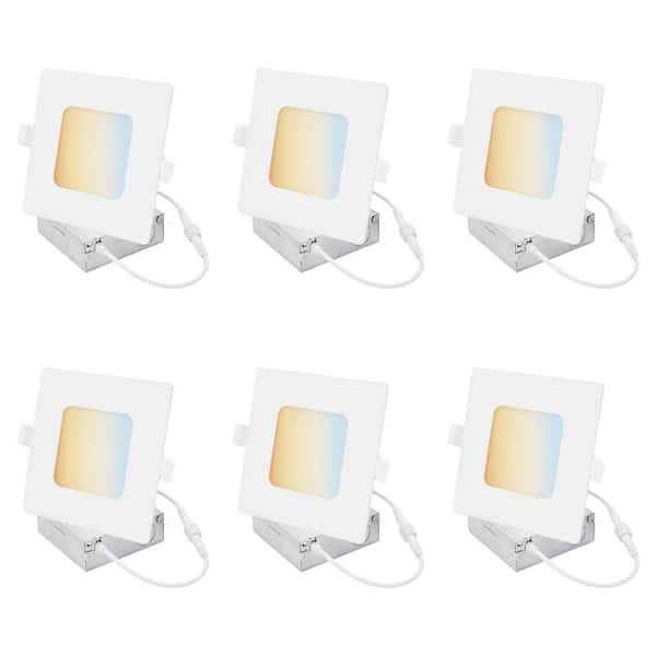 Sunlite 6 in. Square White Color Selectable 75-Watt Equivalent Recessed Slim Dimmable Downlight 950 Lumen ETL Listed (6-Pack)